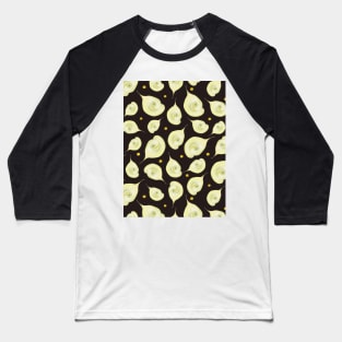 Delicate Flower Pattern Dark Brown Background Baseball T-Shirt